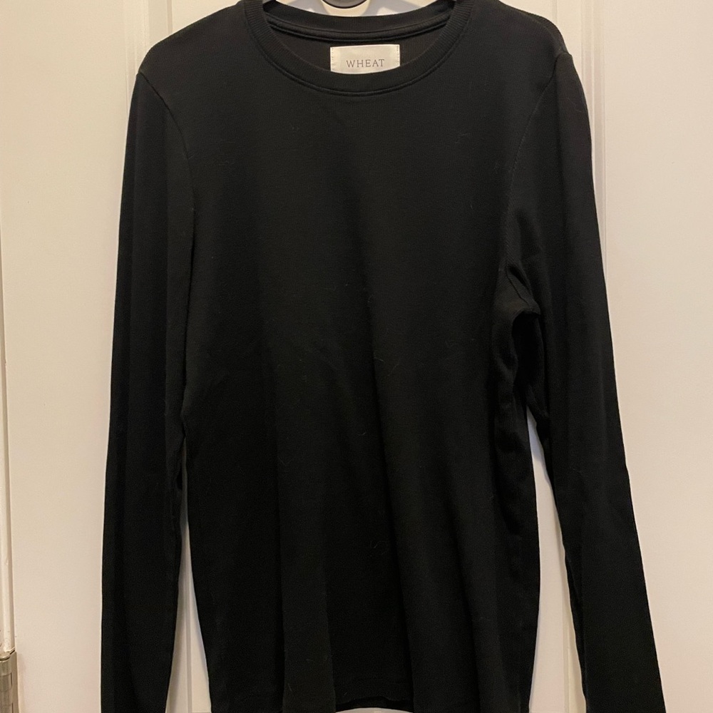Black Crew Neck Ribbed Long Sleeve